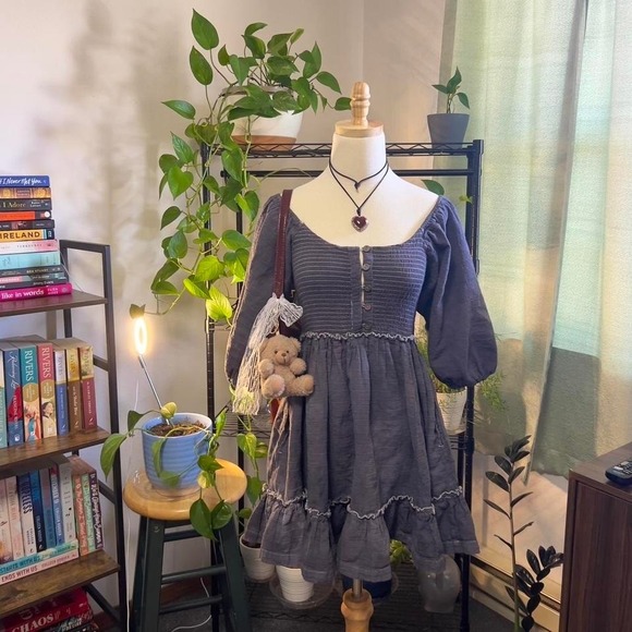 Free People Dresses & Skirts - Free People Smocked Babydoll Dress Size Small Cottage Boho‎ Fairy